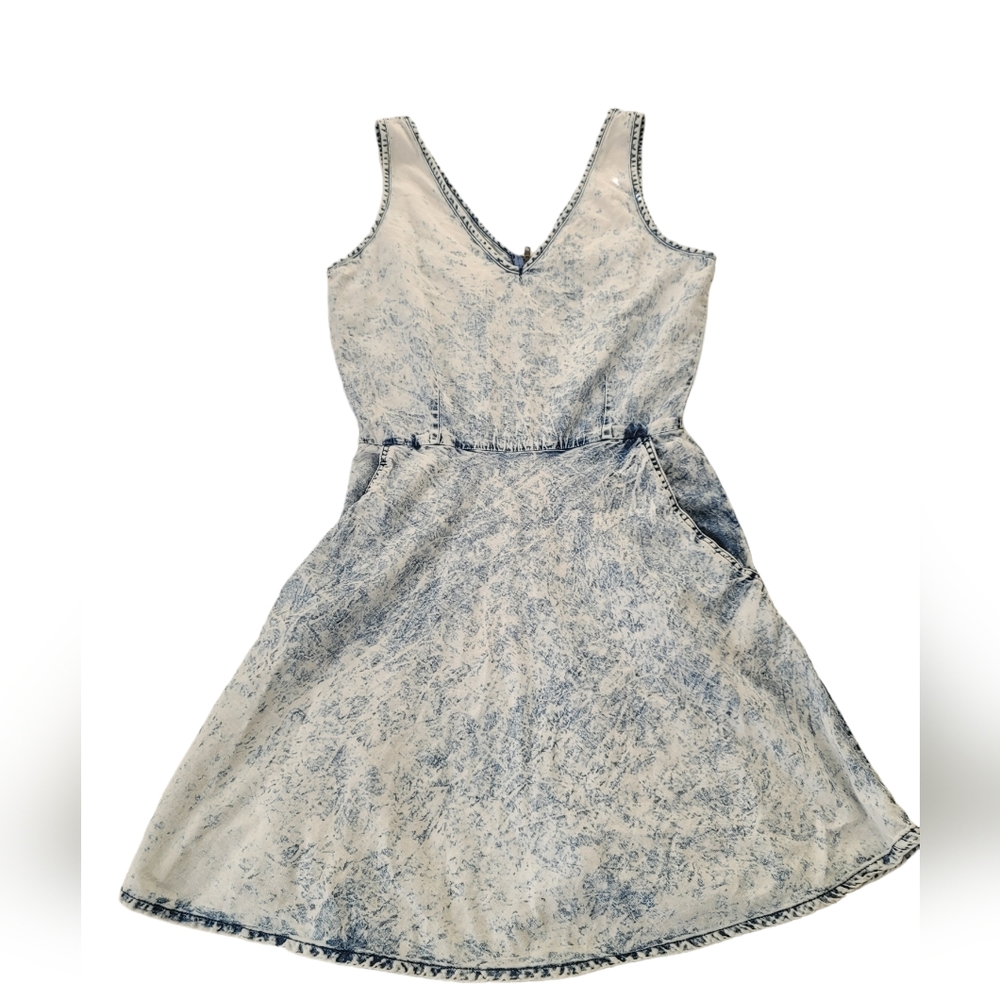 Indigo Rein Womens Size Small Stonewashed Acid Wash Denim Dress With Pockets